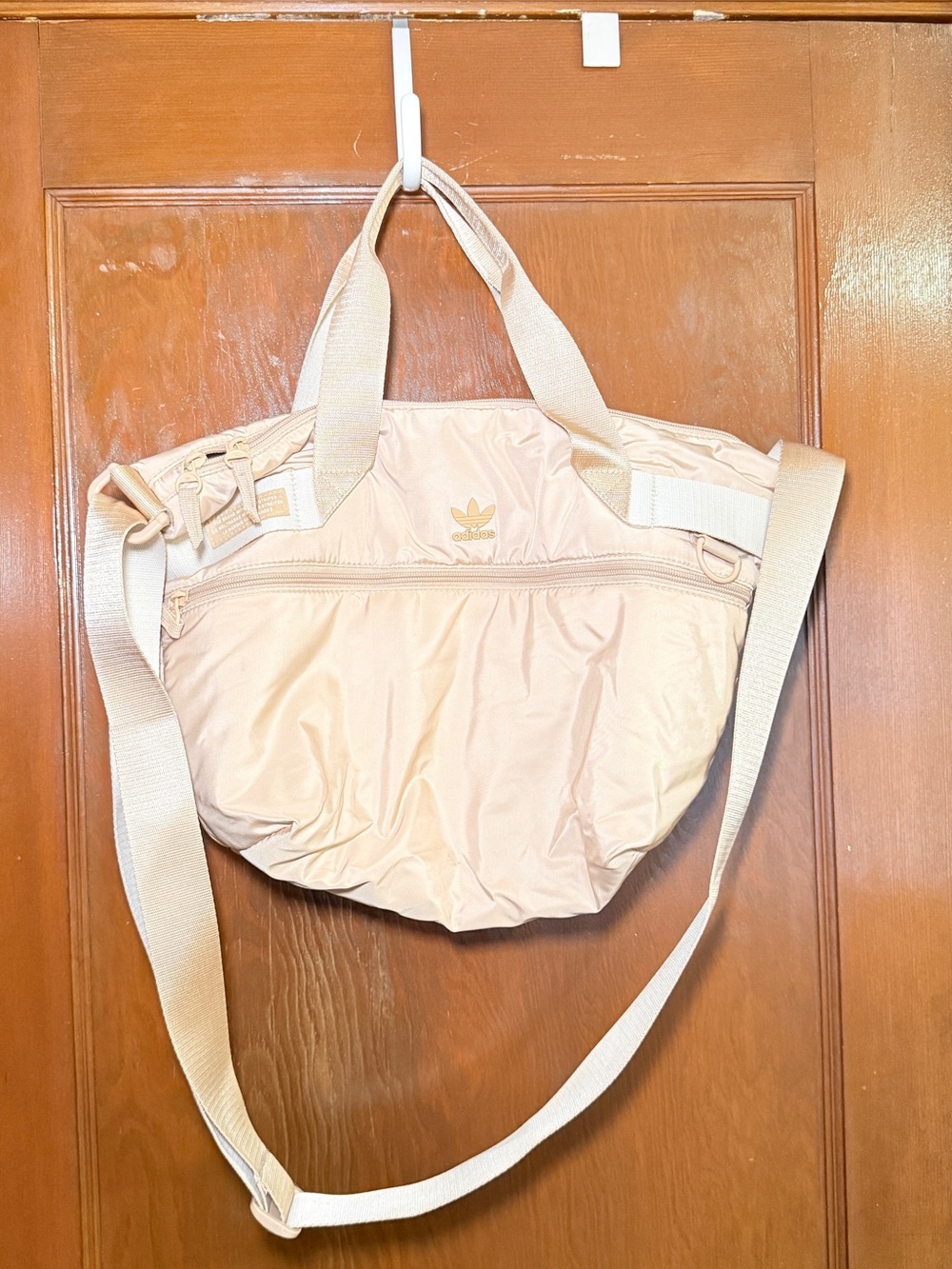 adidas Light Beige Nylon Travel Tote with Strap